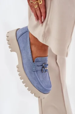 Buty damskie Vinceza Zamszowe Mokasyny Damskie Z Przypinką Miś Vinceza 79533 e Niebieski