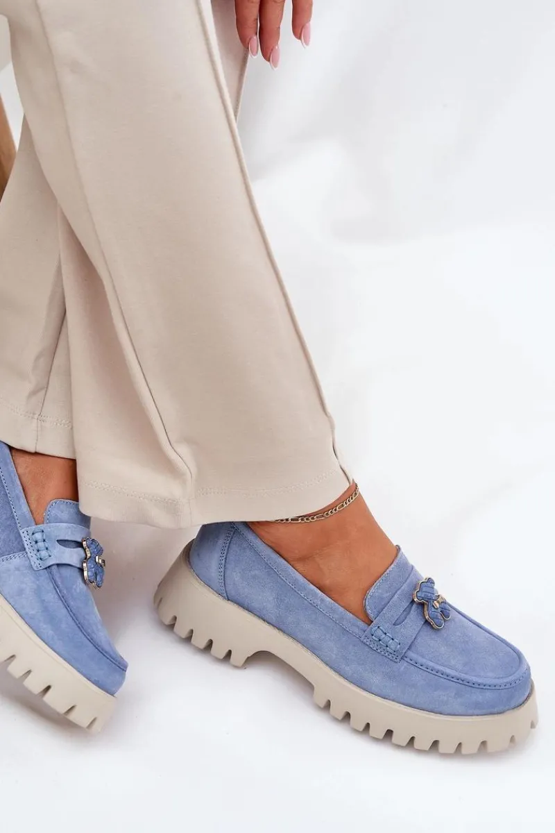 Buty damskie Vinceza Zamszowe Mokasyny Damskie Z Przypinką Miś Vinceza 79533 e Niebieski