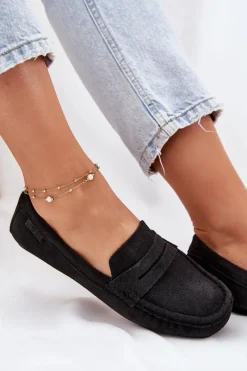 Clearance Big Star Shoes Zamszowe Mokasyny Damskie Big Star RR274948 Czarne Czarny