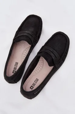 Clearance Big Star Shoes Zamszowe Mokasyny Damskie Big Star RR274948 Czarne Czarny