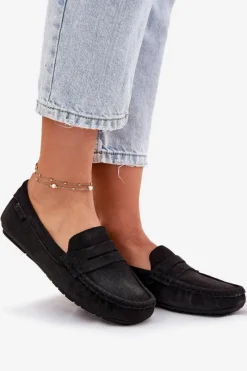 Clearance Big Star Shoes Zamszowe Mokasyny Damskie Big Star RR274948 Czarne Czarny