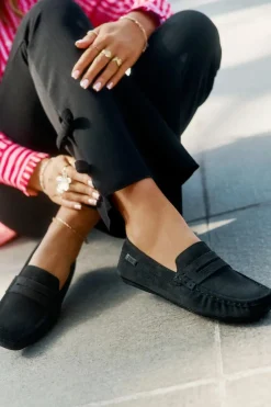 Clearance Big Star Shoes Zamszowe Mokasyny Damskie Big Star RR274948 Czarne Czarny