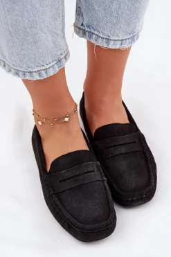 Clearance Big Star Shoes Zamszowe Mokasyny Damskie Big Star RR274948 Czarne Czarny