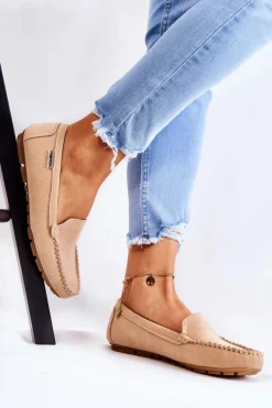 Online Boto Zamszowe Mokasyny Damskie Beżowe Millare