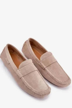 Discount Big Star Shoes Zamszowe Mokasyny Męskie Big Star RR174050 Beżowe Beżowy