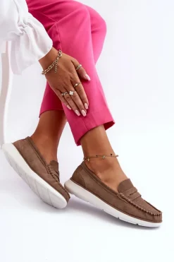 Clearance Buty Sergio Leone Zamszowe Mokasyny Na Platformie Sergio Leone SP012 Brązowe Brązowy