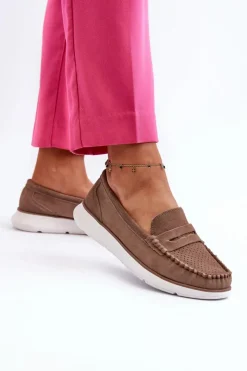 Clearance Buty Sergio Leone Zamszowe Mokasyny Na Platformie Sergio Leone SP012 Brązowe Brązowy