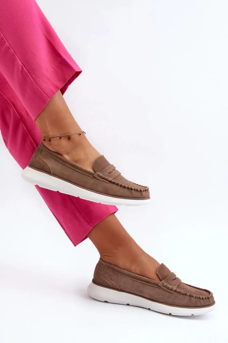 Clearance Buty Sergio Leone Zamszowe Mokasyny Na Platformie Sergio Leone SP012 Brązowe Brązowy