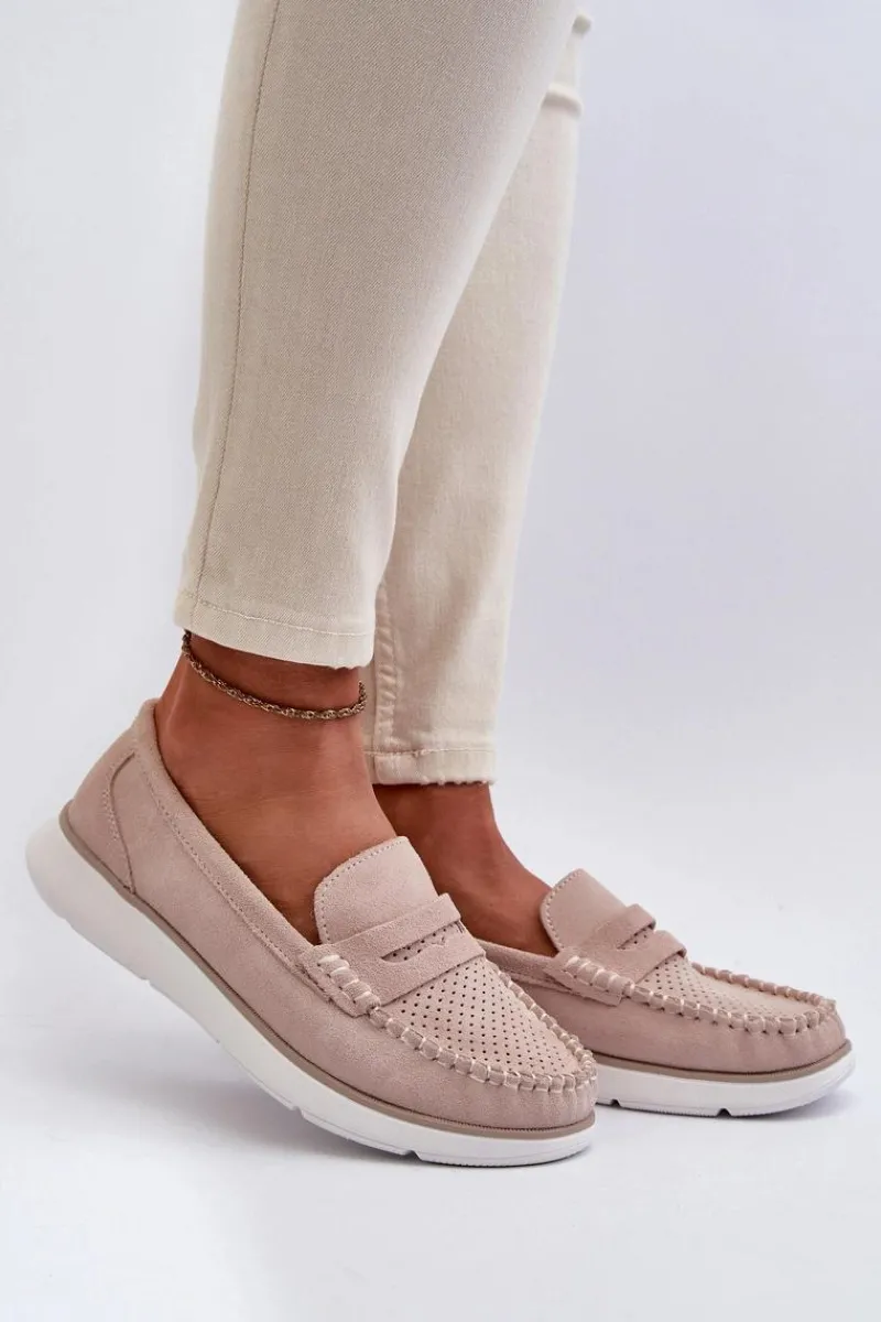 Loafersy Damskie|Mokasyny Na Platformie>Buty Sergio Leone Zamszowe Mokasyny Na Platformie Sergio Leone SP012 Beżowe Beżowy