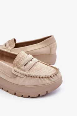 Mokasyny Na Platformie|Mokasyny Damskie Zamszowe></noscript>Boto Zamszowe Mokasyny Na Platformie Jasnobeżowe Lemar Milana