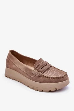 New Boto Zamszowe Mokasyny Na Platformie Ciemnobeżowe Lemar Milana