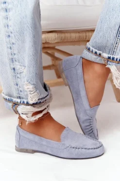 Mokasyny Damskie Zamszowe>Buty Sergio Leone Zamszowe Mokasyny Sergio Leone MK722 Niebieskie