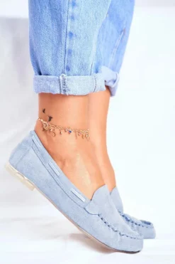 New Buty Sergio Leone Zamszowe Mokasyny Sergio Leone MK722 Niebieskie