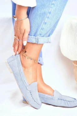 New Buty Sergio Leone Zamszowe Mokasyny Sergio Leone MK722 Niebieskie