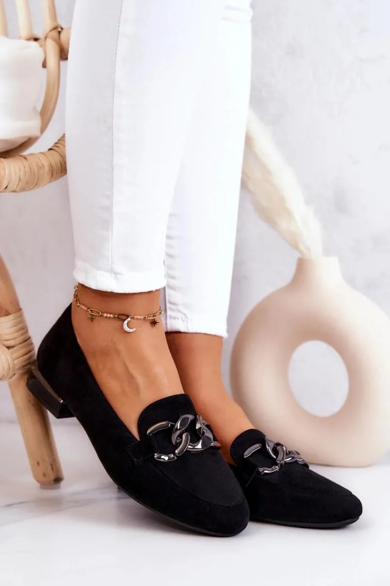 Mokasyny Damskie Zamszowe>Buty Sergio Leone Zamszowe Mokasyny Sergio Leone MK739 Czarne