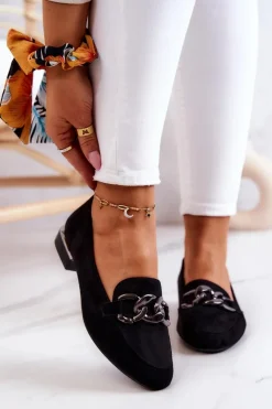 Mokasyny Damskie Zamszowe>Buty Sergio Leone Zamszowe Mokasyny Sergio Leone MK739 Czarne