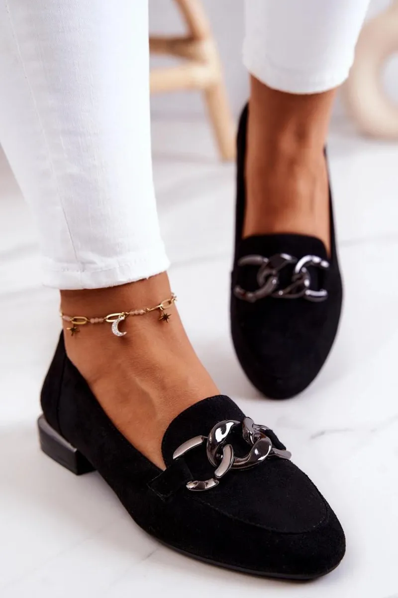 Mokasyny Damskie Zamszowe>Buty Sergio Leone Zamszowe Mokasyny Sergio Leone MK739 Czarne