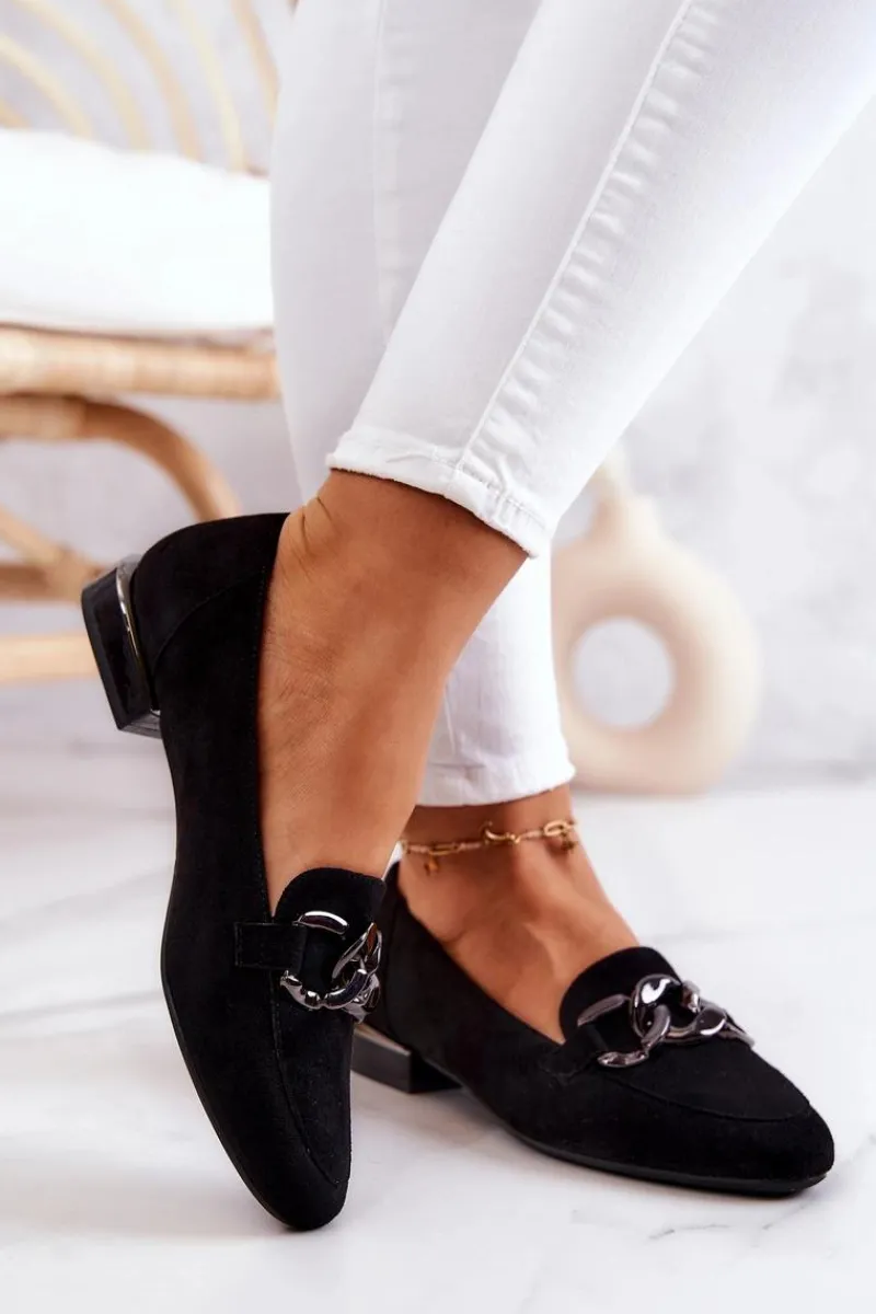 Mokasyny Damskie Zamszowe>Buty Sergio Leone Zamszowe Mokasyny Sergio Leone MK739 Czarne