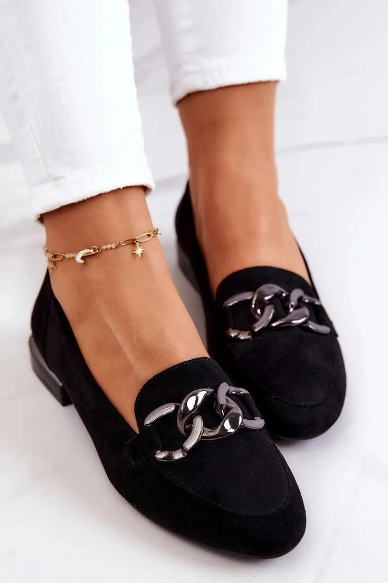 Mokasyny Damskie Zamszowe>Buty Sergio Leone Zamszowe Mokasyny Sergio Leone MK739 Czarne