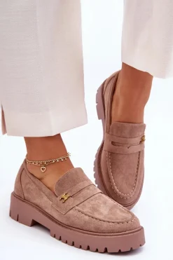 Hot Boto Zamszowe Mokasyny Z Ozdobą Brązowe Esperta