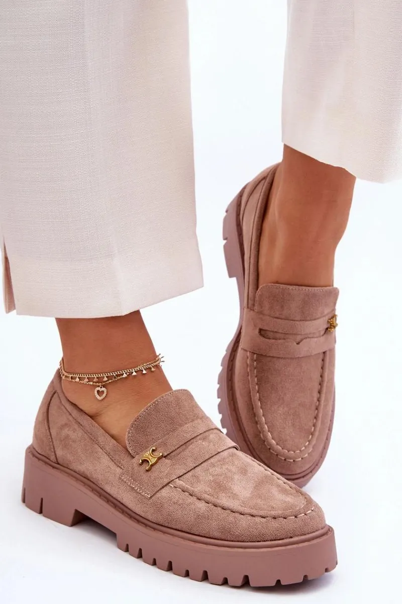 Hot Boto Zamszowe Mokasyny Z Ozdobą Brązowe Esperta