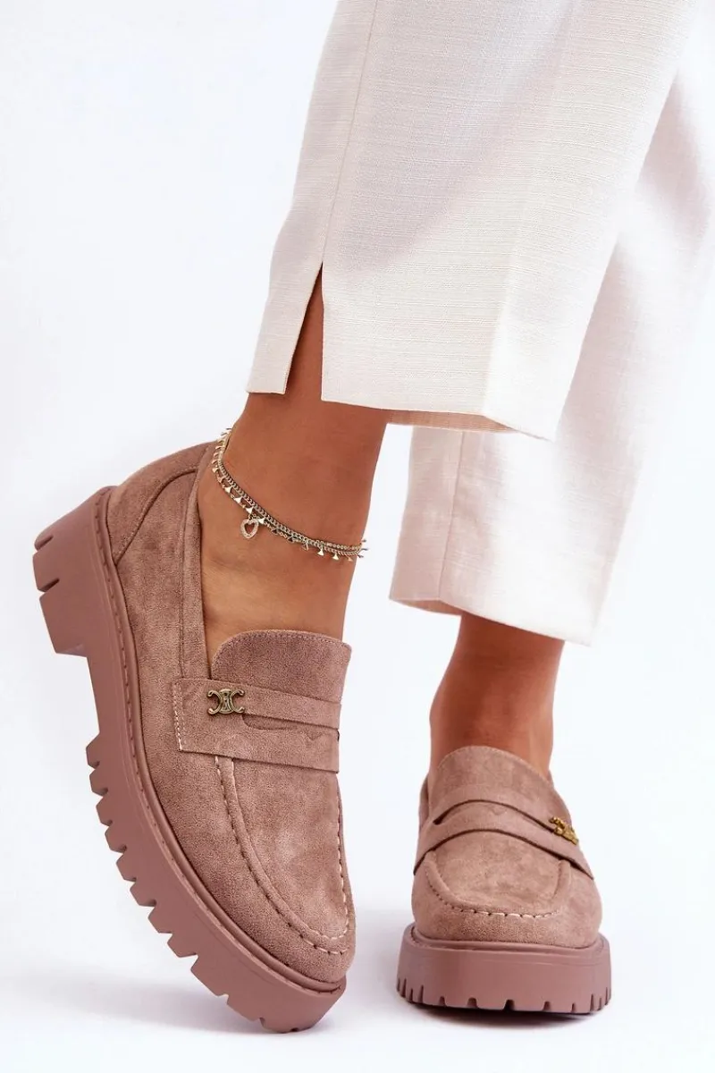 Hot Boto Zamszowe Mokasyny Z Ozdobą Brązowe Esperta