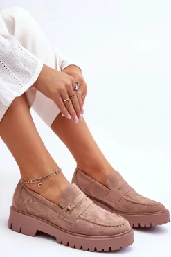 Hot Boto Zamszowe Mokasyny Z Ozdobą Brązowe Esperta