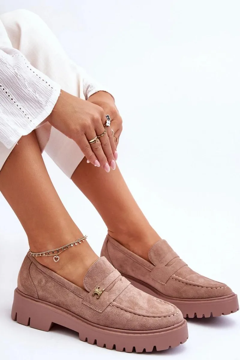 Hot Boto Zamszowe Mokasyny Z Ozdobą Brązowe Esperta