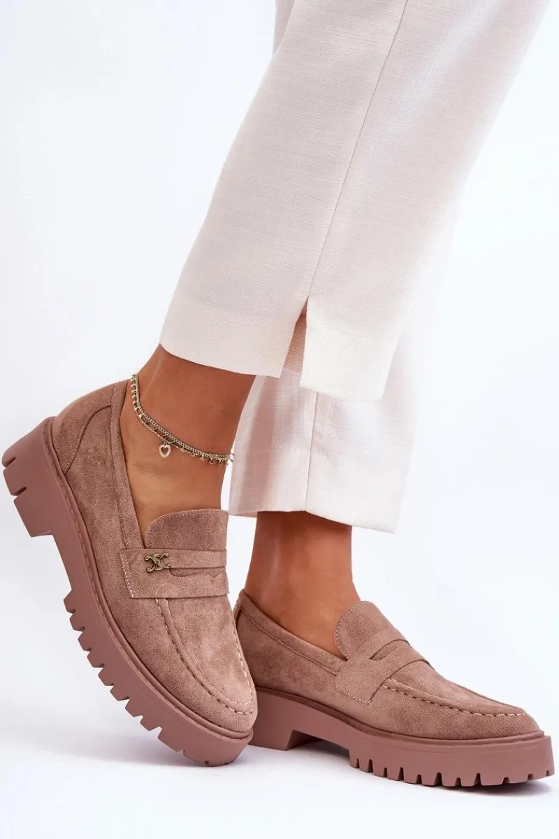 Hot Boto Zamszowe Mokasyny Z Ozdobą Brązowe Esperta