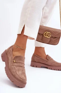 Hot Boto Zamszowe Mokasyny Z Ozdobą Brązowe Esperta