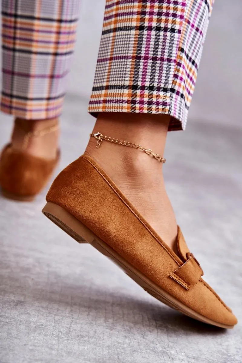 New Boto Zamszowe Mokasyny Z Ozdobą Camel Santi