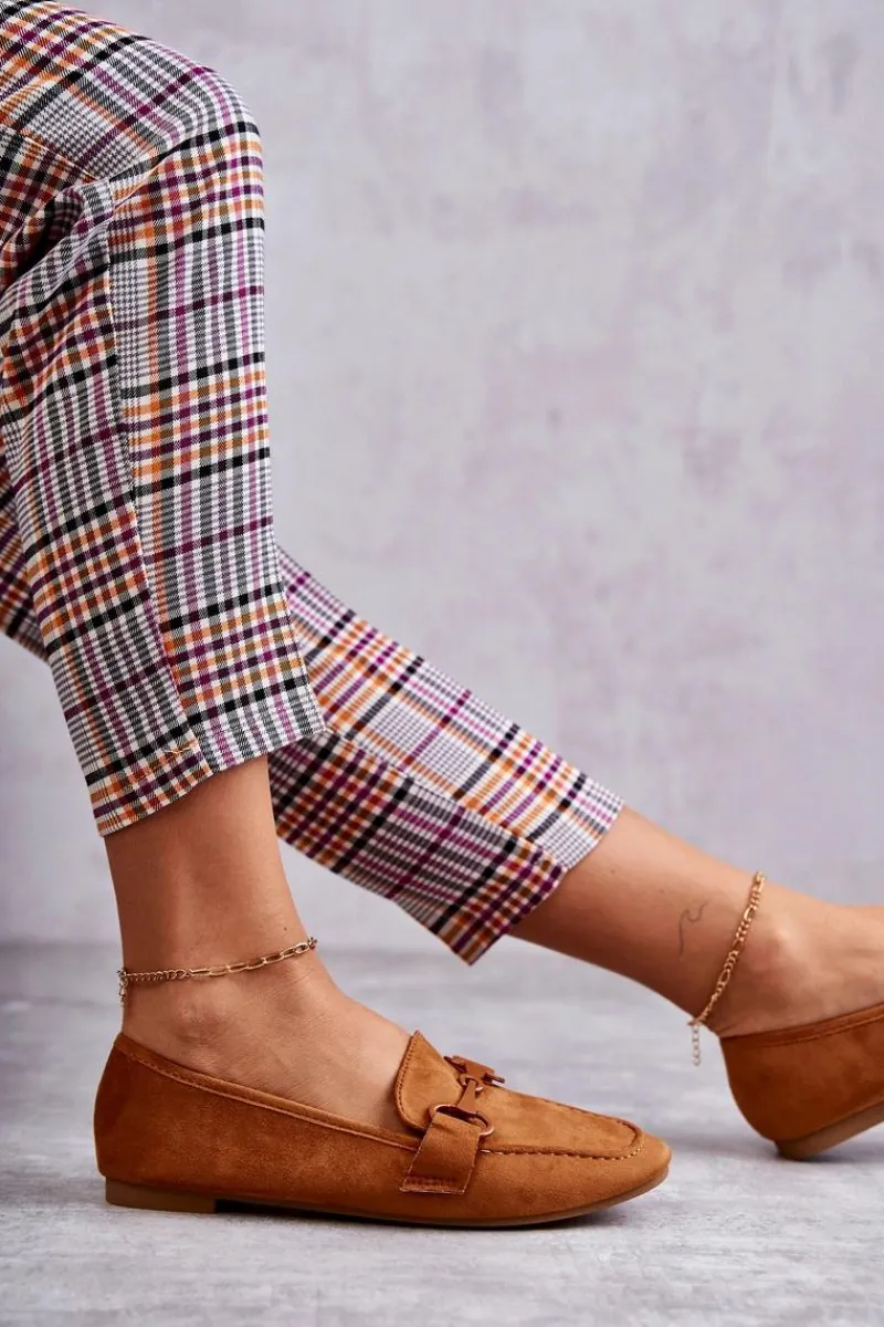 New Boto Zamszowe Mokasyny Z Ozdobą Camel Santi