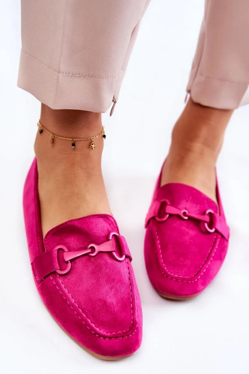 Loafersy Damskie|Mokasyny Płaskie>Boto Zamszowe Mokasyny Z Ozdobą Fuksja Santi