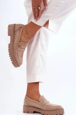 Mokasyny Na Platformie|Mokasyny Damskie Zamszowe>Boto Zamszowe Mokasyny Z Ozdobą Beżowe Esperta