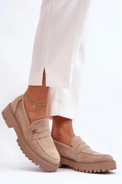 Mokasyny Na Platformie|Mokasyny Damskie Zamszowe></noscript>Boto Zamszowe Mokasyny Z Ozdobą Beżowe Esperta