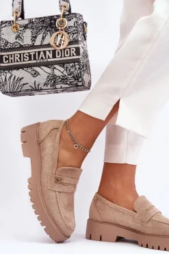 Mokasyny Na Platformie|Mokasyny Damskie Zamszowe></noscript>Boto Zamszowe Mokasyny Z Ozdobą Beżowe Esperta