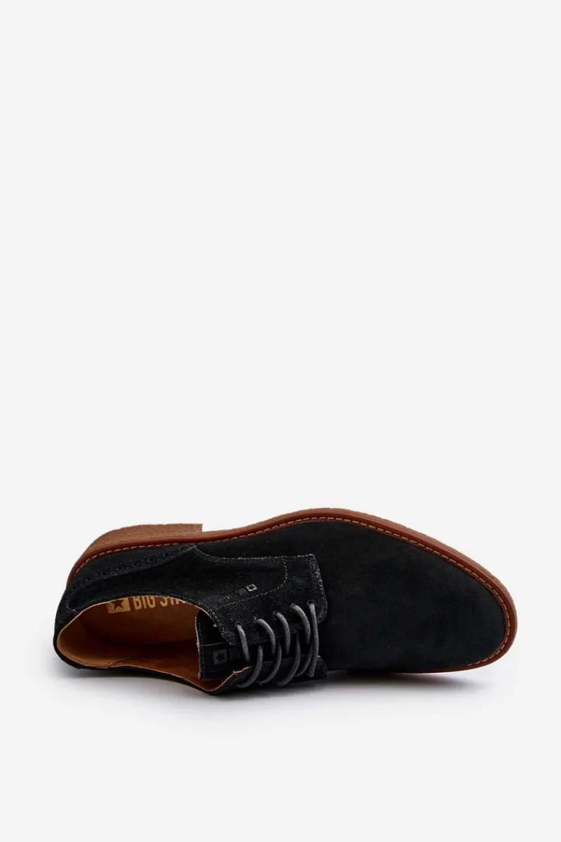 Półbuty Eleganckie>Big Star Shoes Zamszowe Męskie Półbuty Big Star NN174212 Czarne