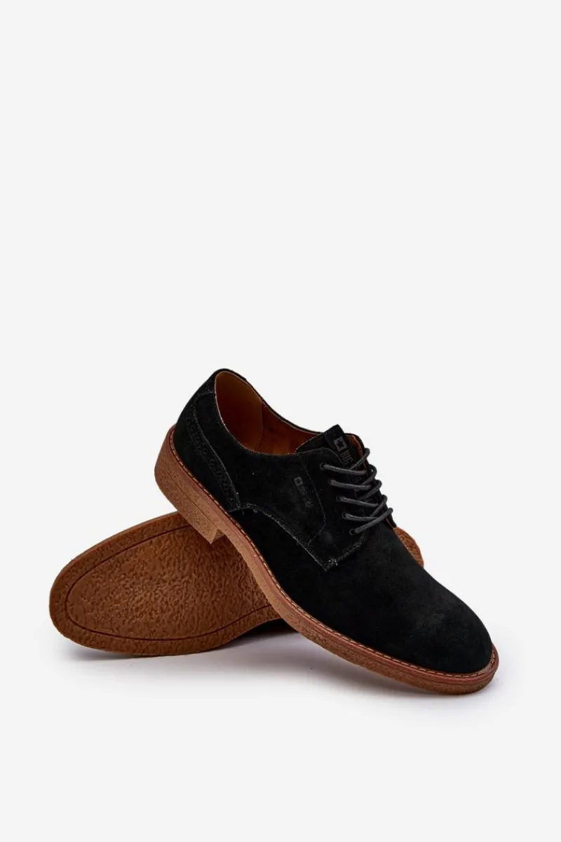 Półbuty Eleganckie>Big Star Shoes Zamszowe Męskie Półbuty Big Star NN174212 Czarne