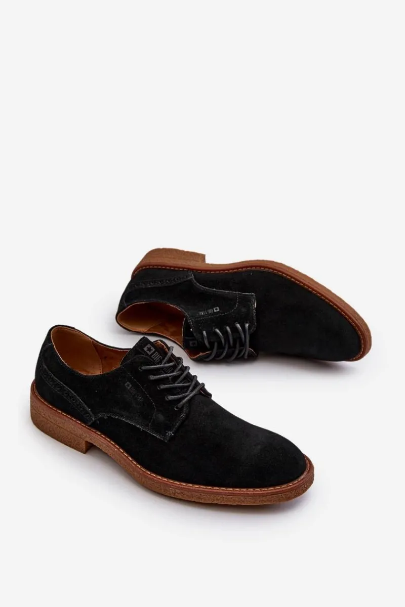 Półbuty Eleganckie>Big Star Shoes Zamszowe Męskie Półbuty Big Star NN174212 Czarne