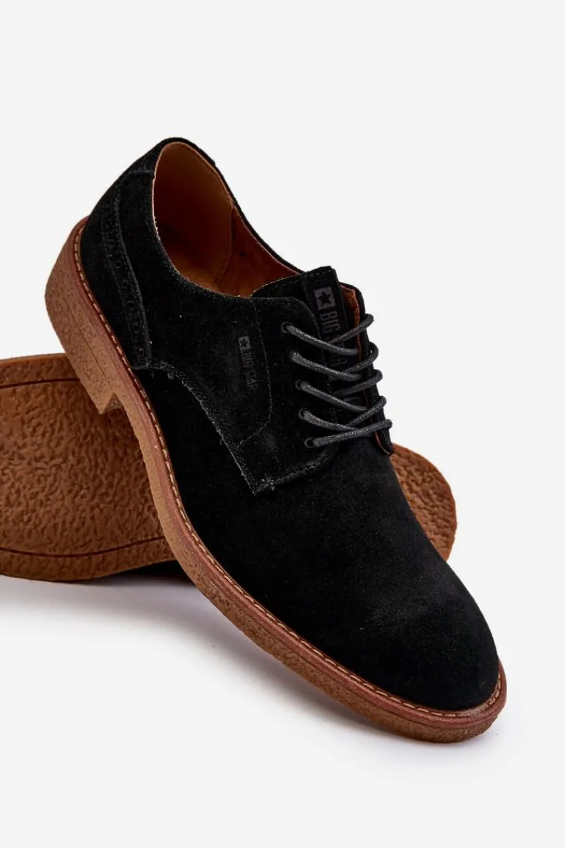 Półbuty Eleganckie>Big Star Shoes Zamszowe Męskie Półbuty Big Star NN174212 Czarne