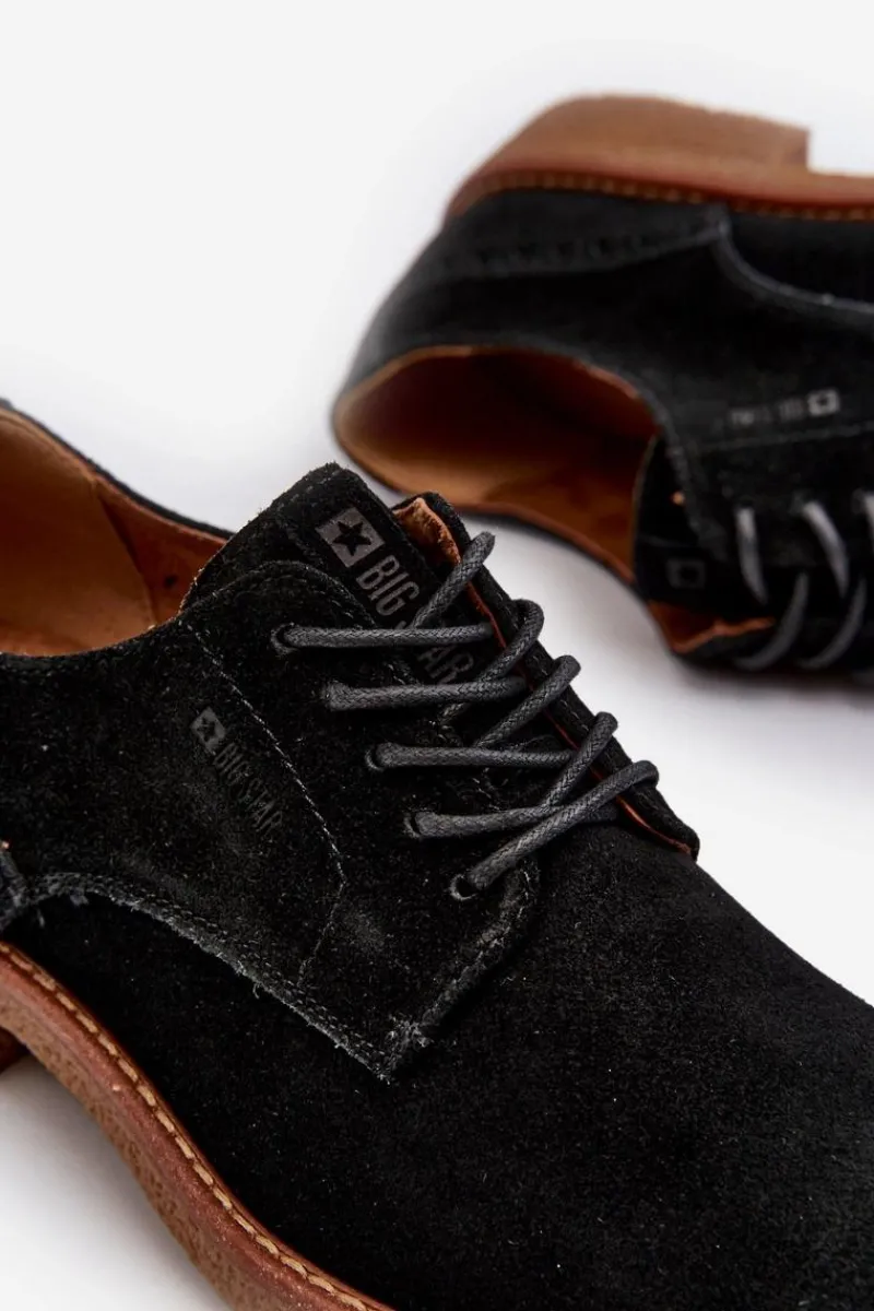 Półbuty Eleganckie>Big Star Shoes Zamszowe Męskie Półbuty Big Star NN174212 Czarne