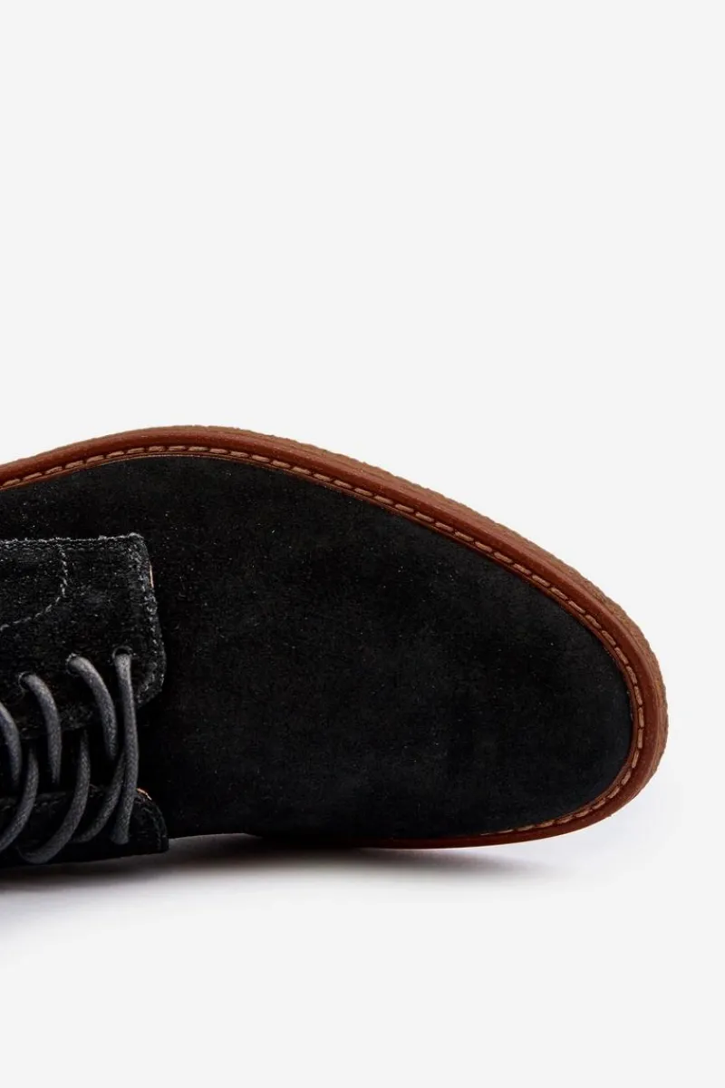 Półbuty Eleganckie>Big Star Shoes Zamszowe Męskie Półbuty Big Star NN174212 Czarne