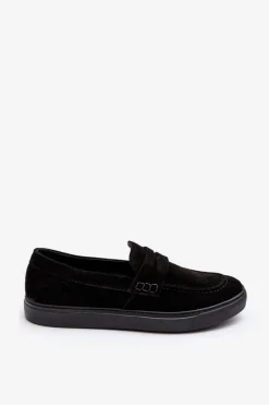 Hot Zamszowe Męskie Półbuty Loafersy 1574 Czarne Męskie Półbuty Casual|Półbuty Eleganckie