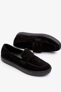 Hot Zamszowe Męskie Półbuty Loafersy 1574 Czarne Męskie Półbuty Casual|Półbuty Eleganckie