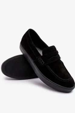 Hot Zamszowe Męskie Półbuty Loafersy 1574 Czarne Męskie Półbuty Casual|Półbuty Eleganckie