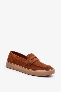 Best Zazoo Zamszowe Męskie Półbuty Loafersy 1574 Brązowe Brązowy