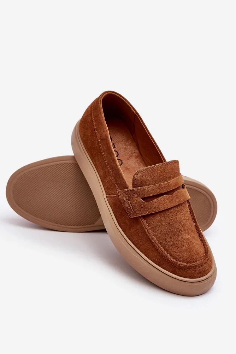 Best Zazoo Zamszowe Męskie Półbuty Loafersy 1574 Brązowe Brązowy