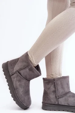 Śniegowce Damskie>Boto Zamszowe Śniegowce Damskie Ocieplane Szare Nanga