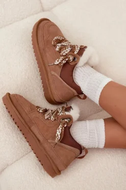 Online Zamszowe Śniegowce Damskie Z Futerkiem I Grubym Sznurowaniem Vinceza 97963 Camel Damskie Śniegowce Damskie