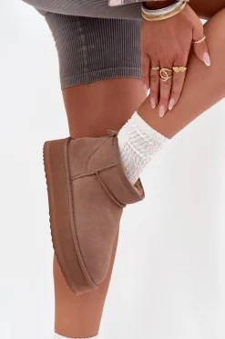 Discount Zamszowe Śniegowce Damskie Na Platformie Vinceza 97962 Beżowe Damskie Śniegowce Damskie